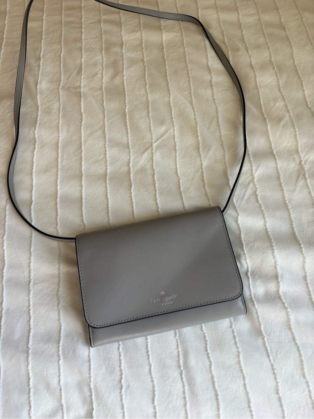 kate spade Gray Leather Crossbody Wallet Bag
